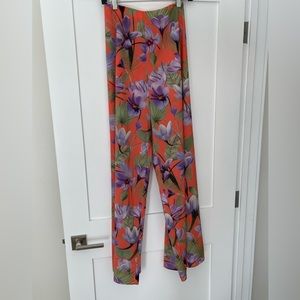 Alice + Olivia high waist floral flowing pants.